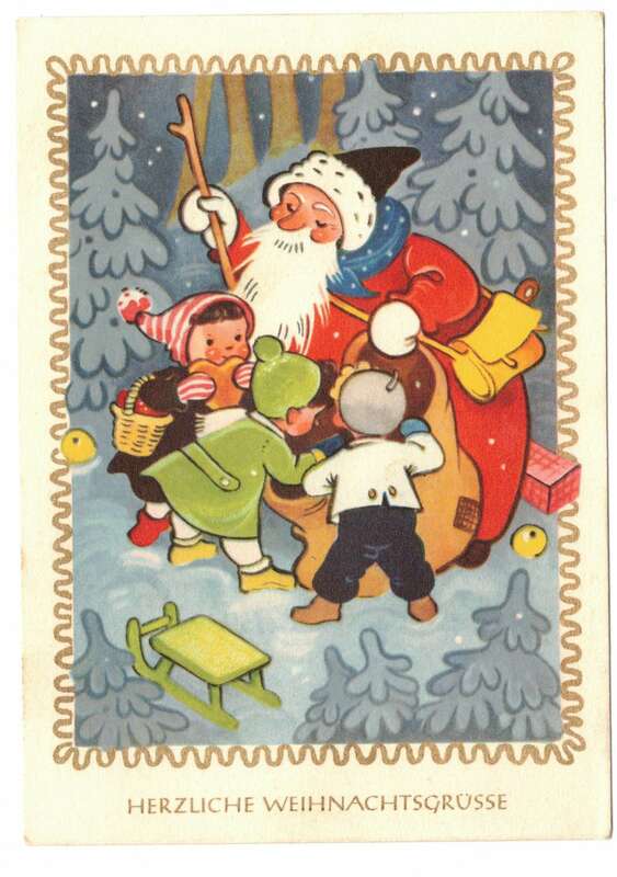 Marianne Drechsel Ak Kinder mit Weihnachtsmann 1960