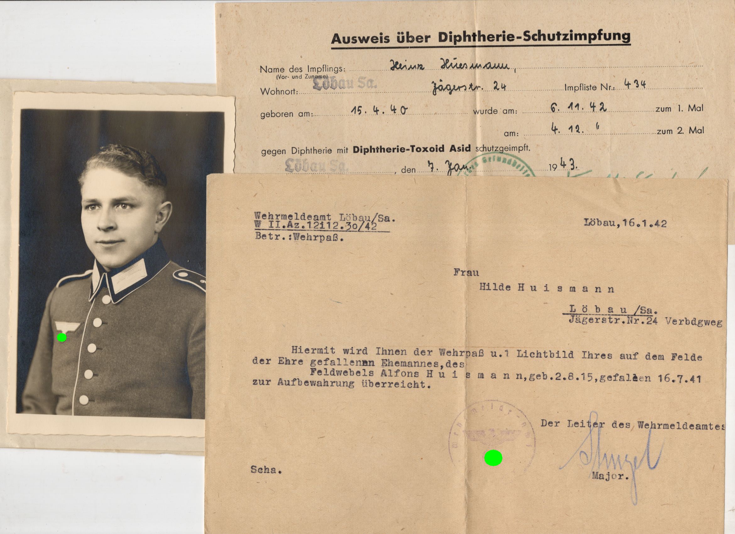 Dokument gefallener Feldwebel 1941 mit Foto 2 Weltkrieg