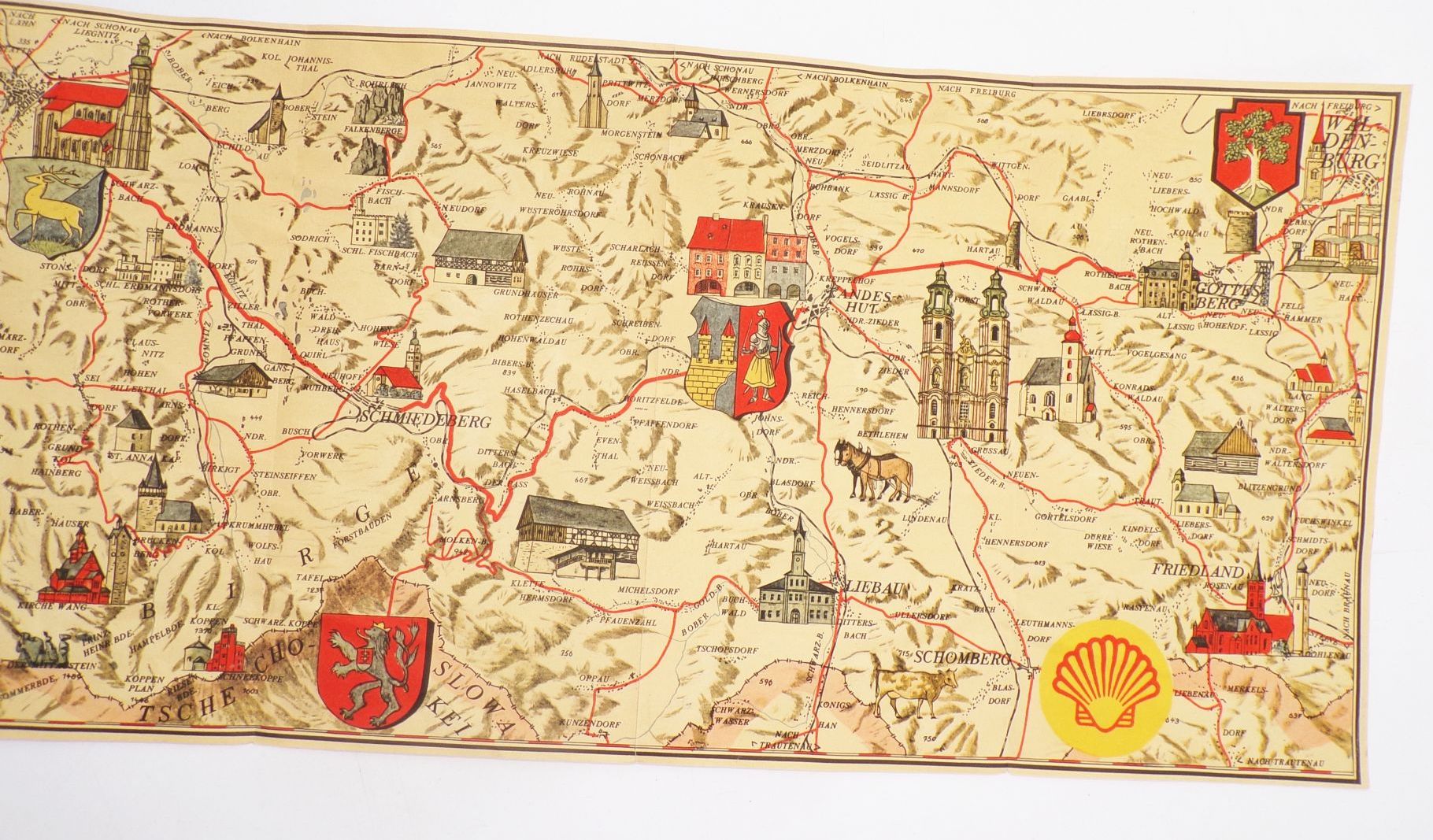 Shell Riesengebirge Karte Waldenburg Hirschberg Marklissa 