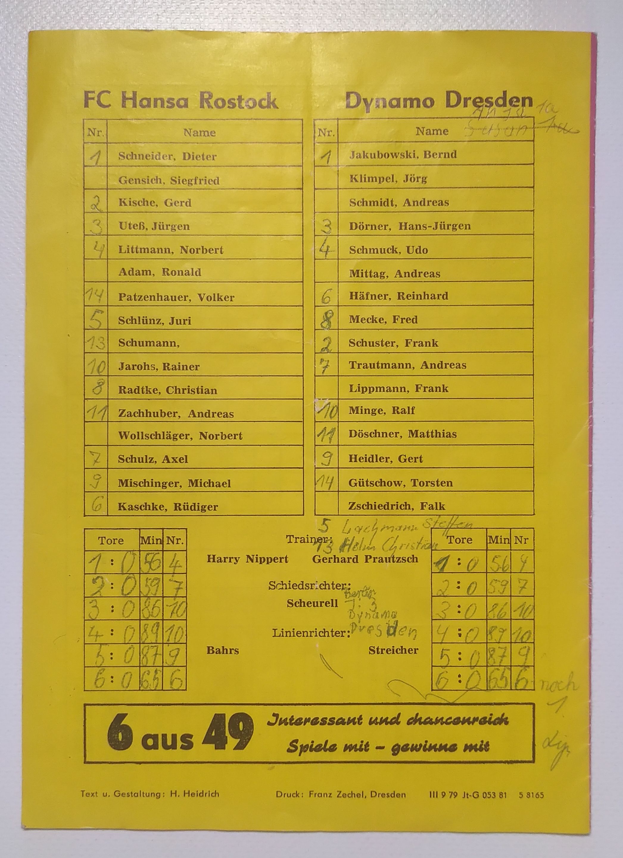 Fußball Programmheft 1981 FC Hansa Rostock - Dynamo Dresden