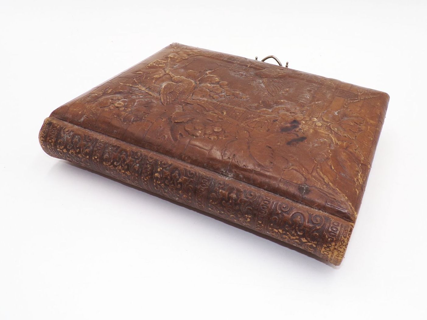 Altes Fotoalbum mit CDV Fotos und Kabinettfotos um 1900 Ledereinband