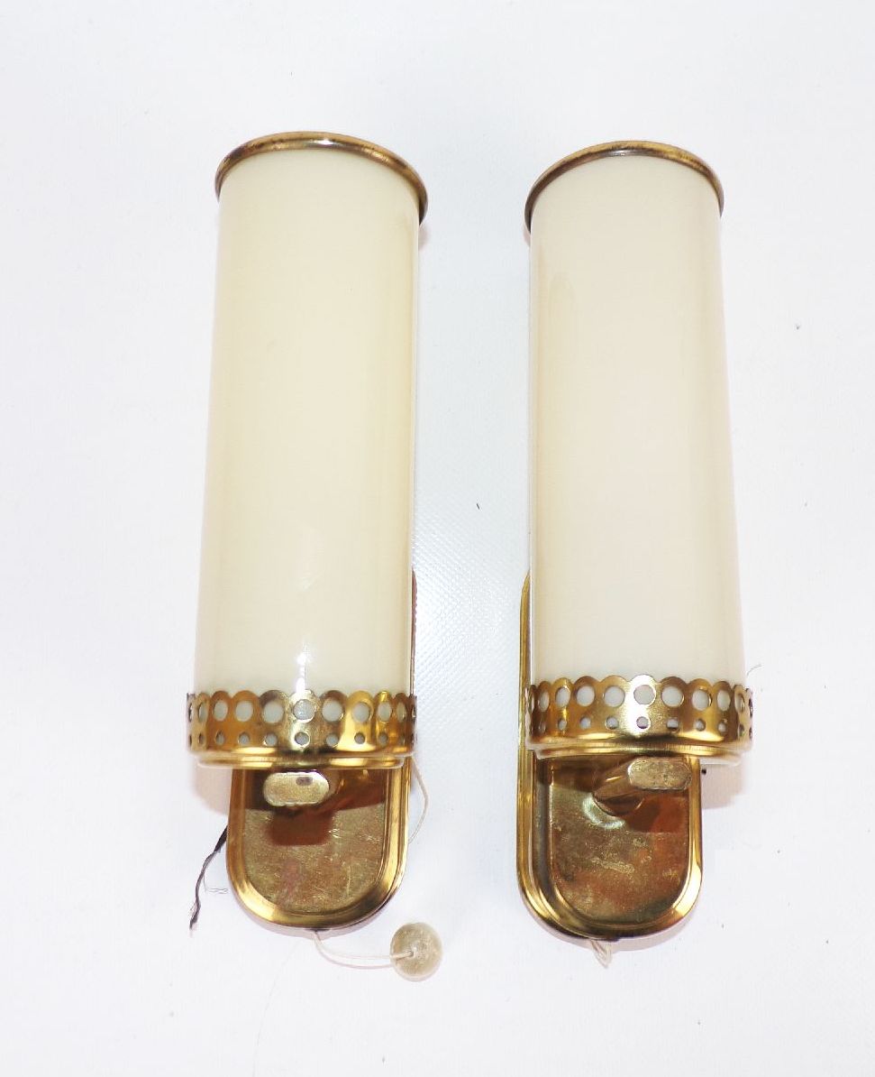 Wandleuchte 2 Stück Beige Messing Vintage E14 Set Wandlampe Mid Century