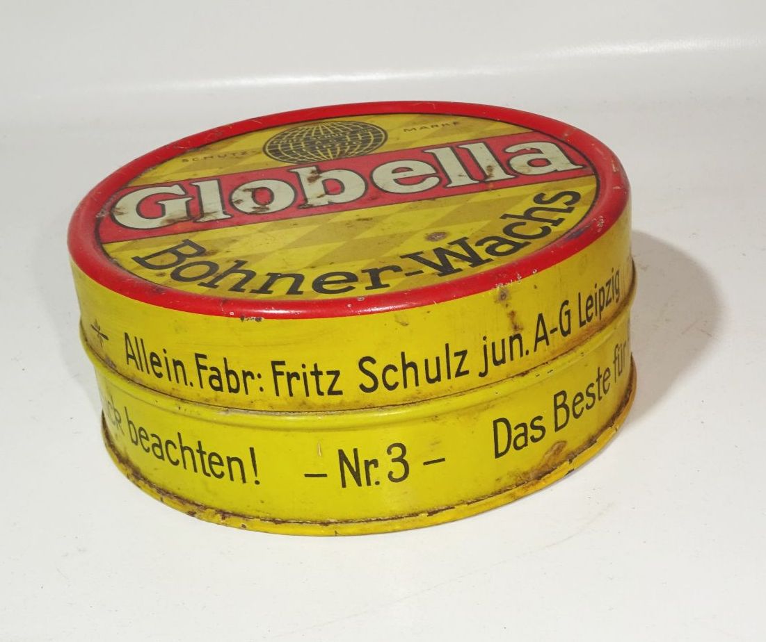 Globella Bohnerwachs alte Blechdose Metalldose mit Deckel 