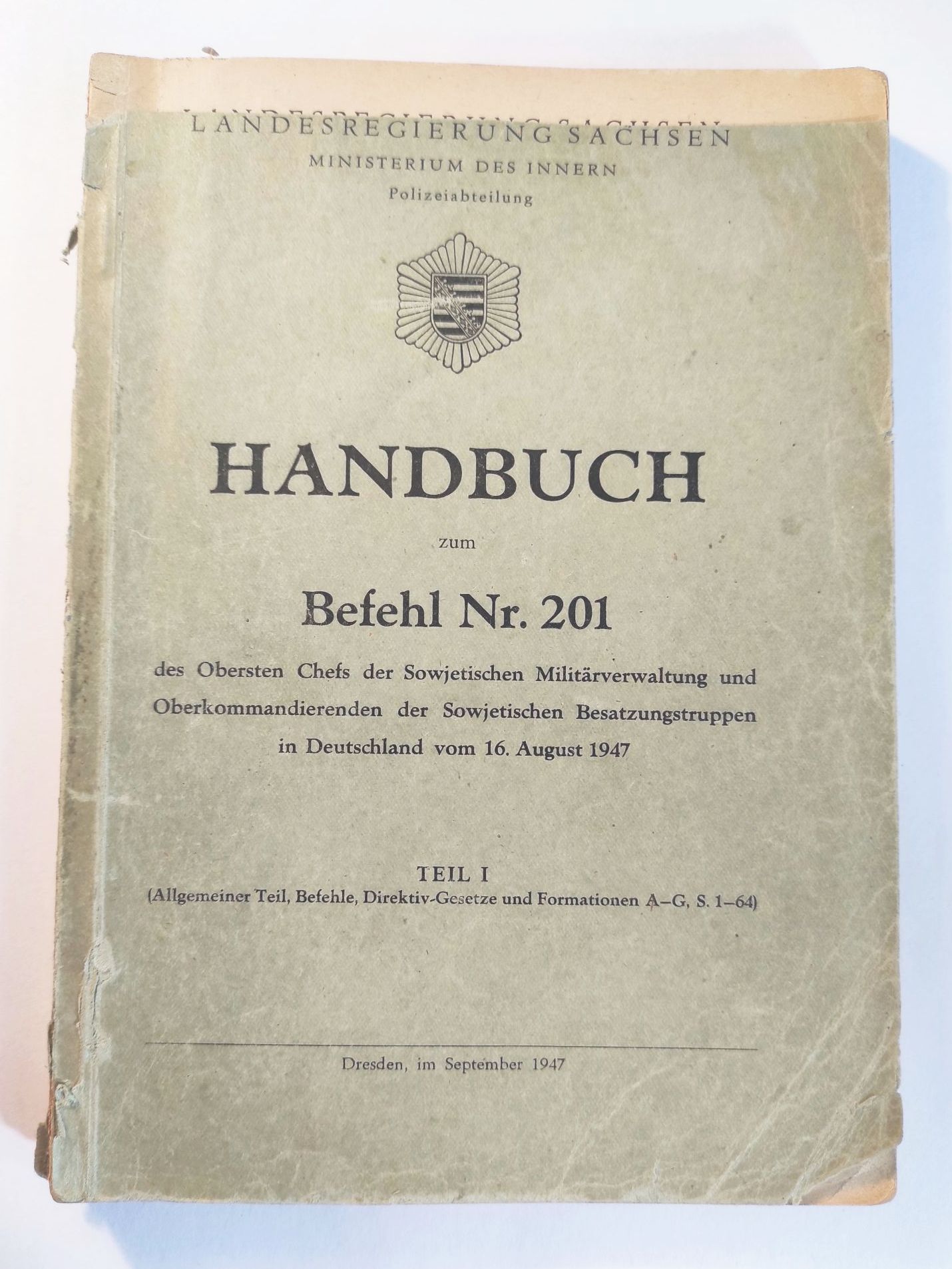 Handbuch zum Befehl Nr 201 Landesregierung Sachsen 1947