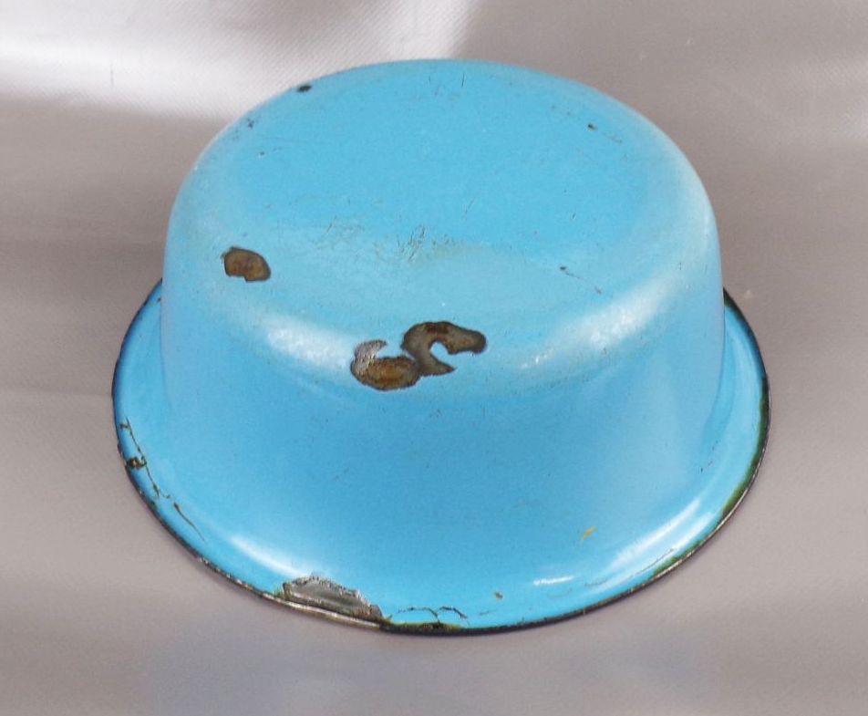 Alte Emailschüssel blau Emaille Dekoration Shabby Chic Pflanzgefäß Schale