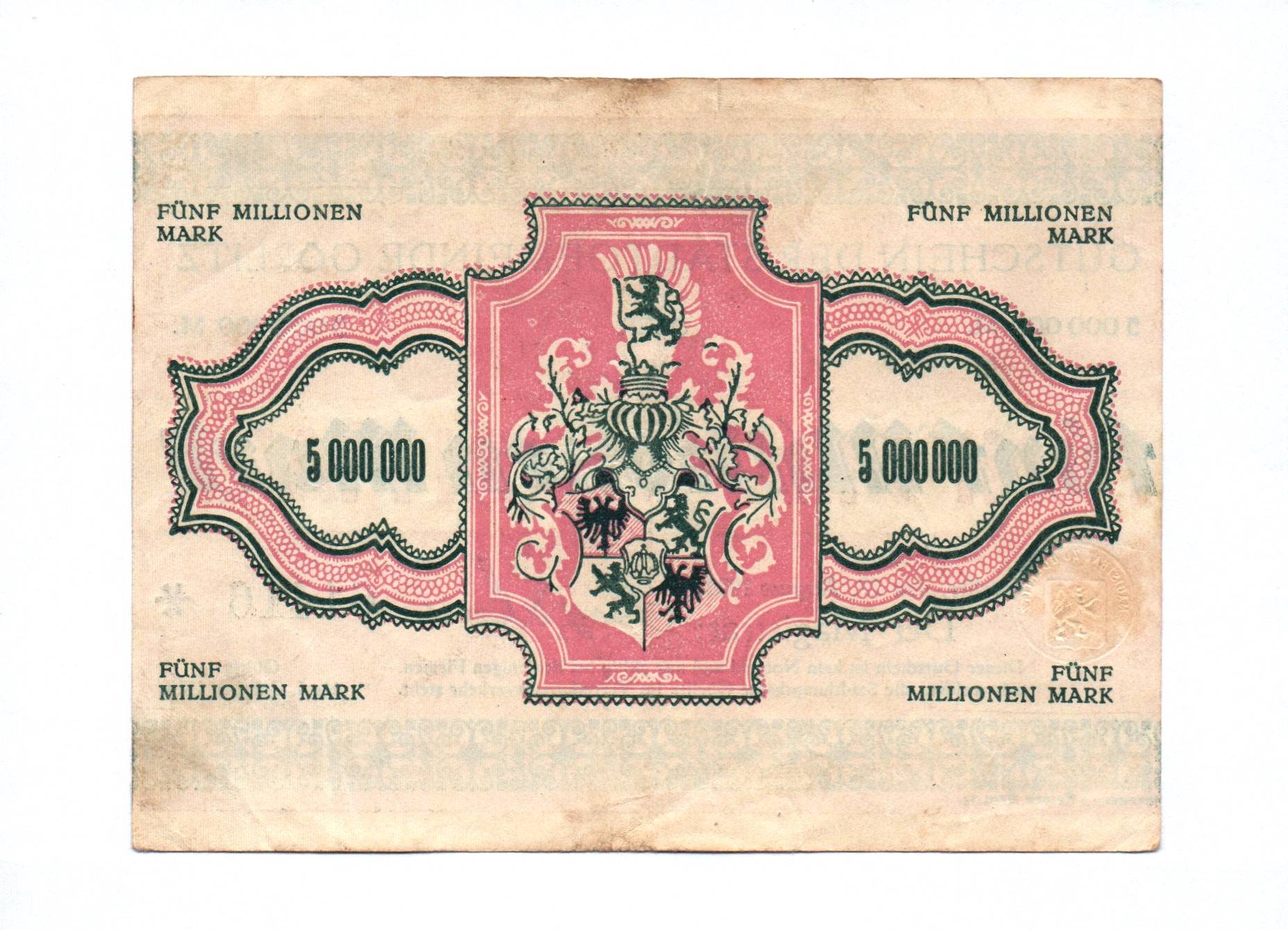 Gutschein der Stadtgemeinde Görlitz Fünf Millionen Mark 1923