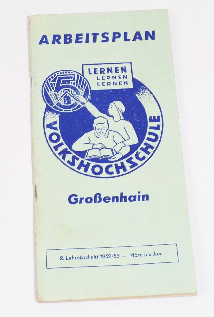 Arbeitsplan der Volkshochschule Grossenhain 1952 1953 DDR 