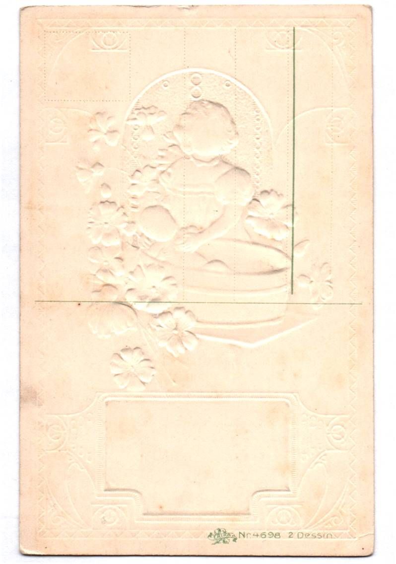 Jugendstil Ak Baby baded Geburt Glückwunsch um 1910 geprägt