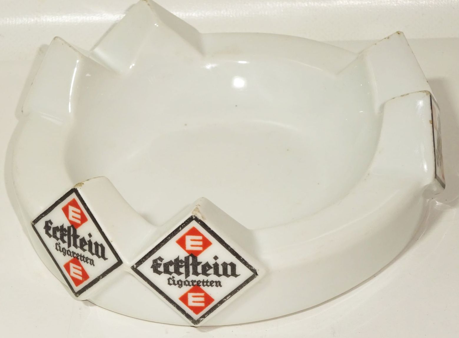 Alter Porzellan Aschenbecher Eckstein Cigaretten Werbung 1930er 