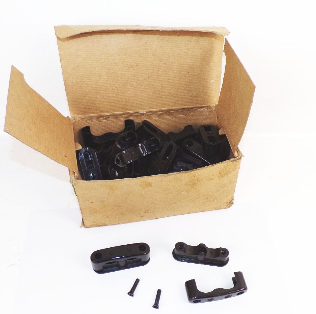 DDR Kabelschellen 20 Stück Schwarz Bakelit für 2 Kabel bis 15 mm Aufputz 