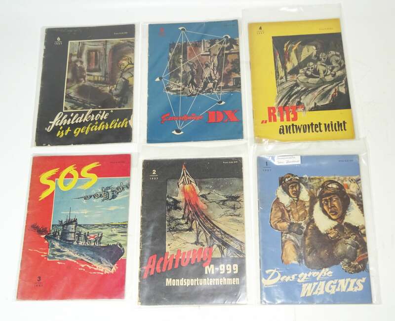 Technische Abenteuer Nr 1 bis Nr  6  1957 DDR Romanhefte 