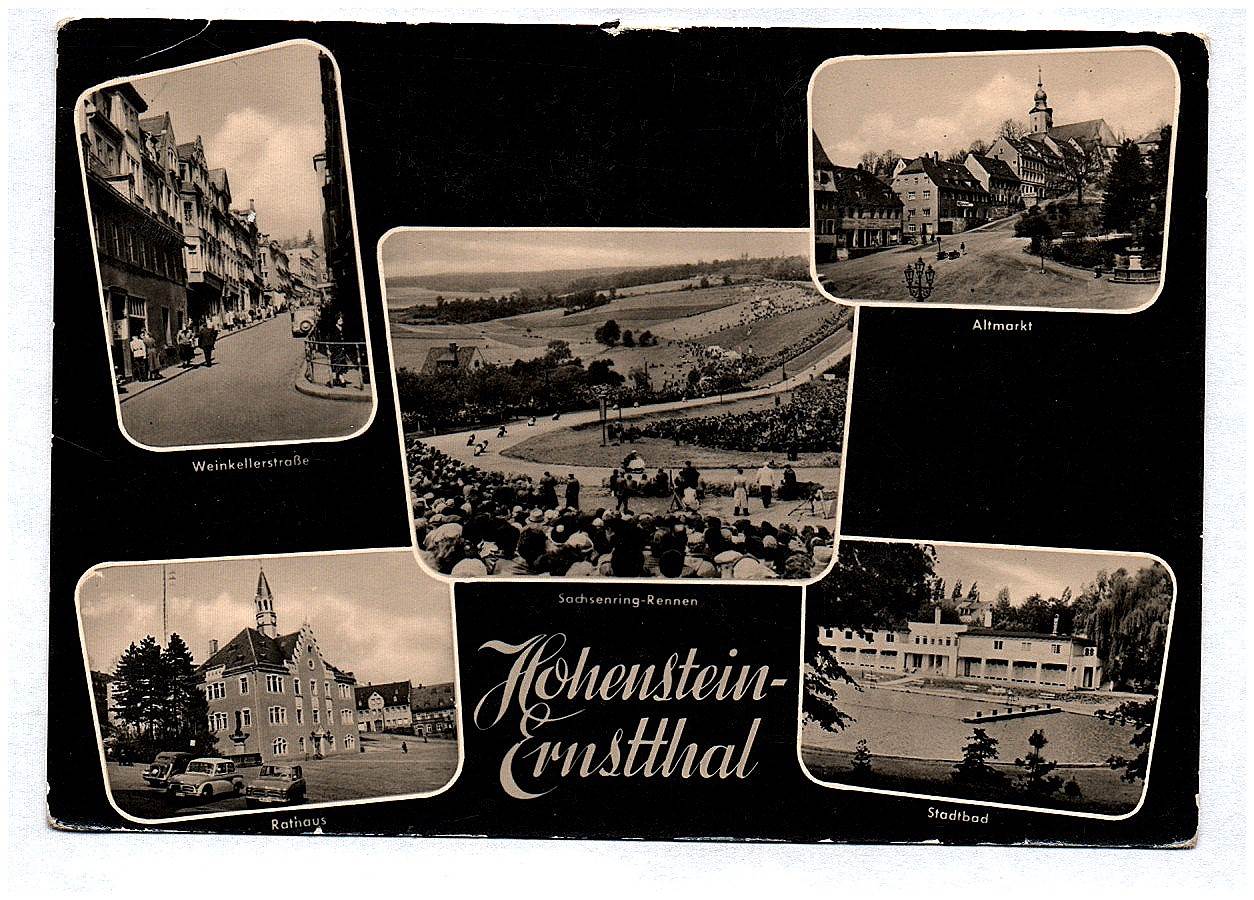 Ak Hohenstein Ernstthal Weinkellerstraße Altmarkt Rathaus Stadtbad DDR 1963 Ak Hohenstein Ernstthal Weinkellerstraße Altmarkt Rathaus Stadtbad DDR 1963