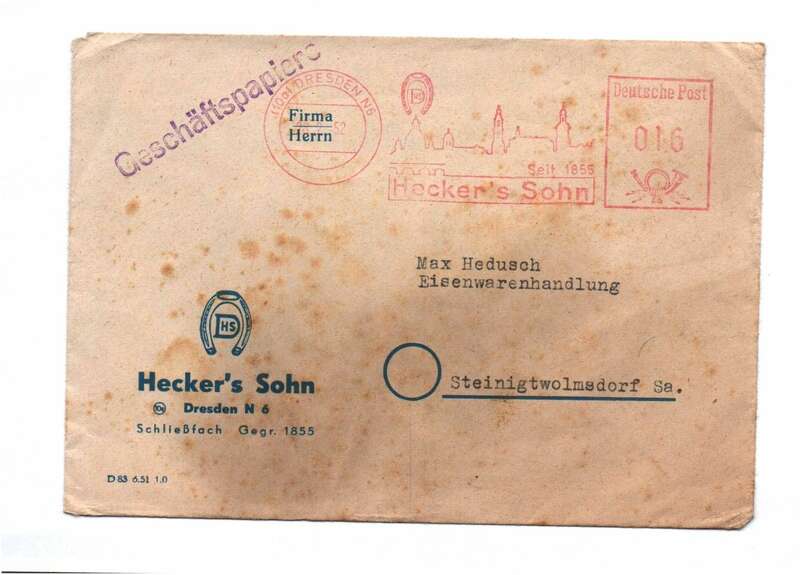 Firmen Brief 1952 Hecker Sohn Dresden N6 
