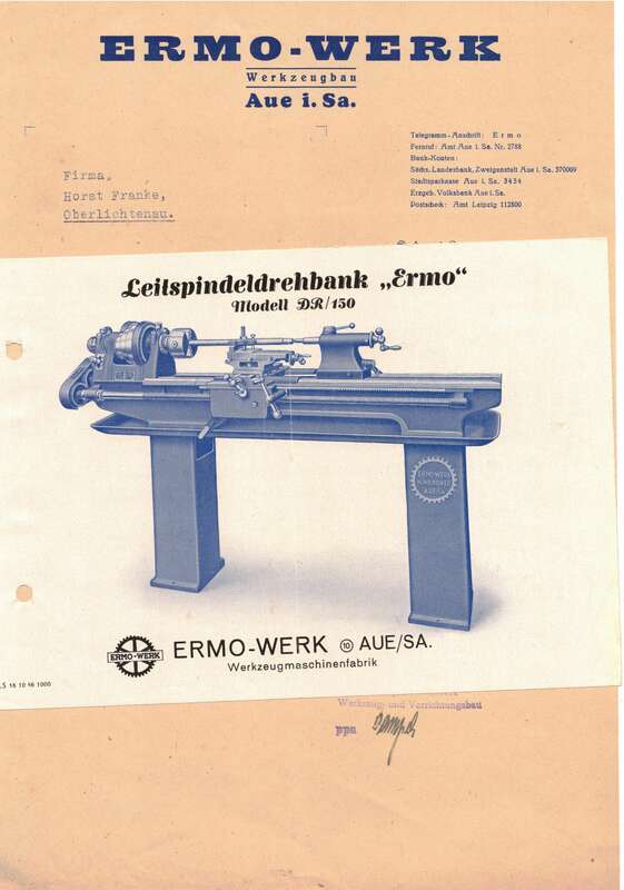Konvolut Briefkopf Werbepapiere Ermo Werk Werkzeugbau Aue Sa.1946