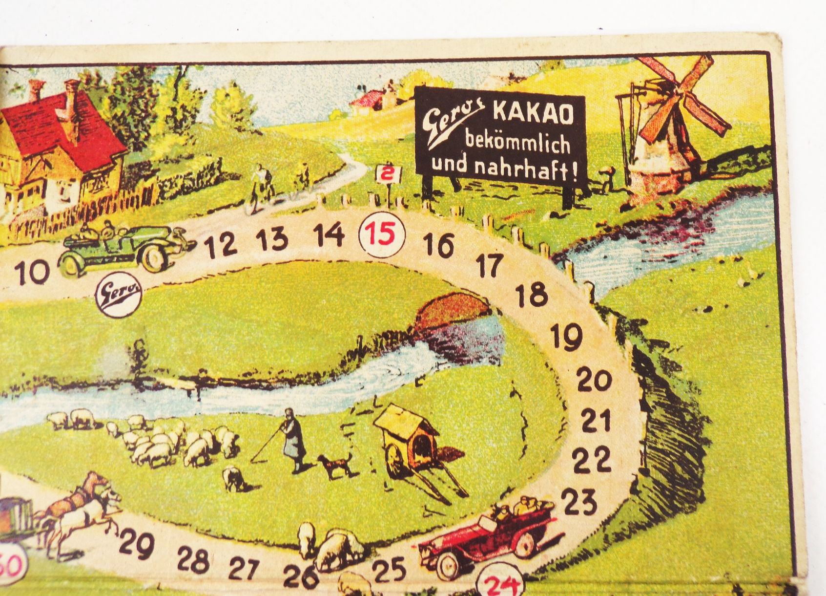 Reklame Spielbrett Gero Kakao Werbung um 1930