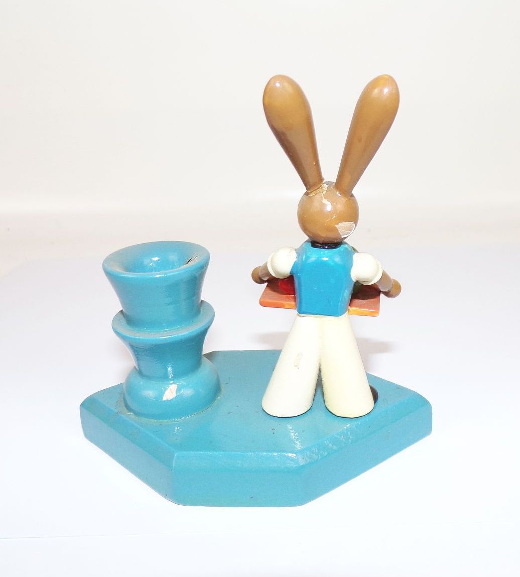 Osterhase Figur Kerzenhalter Osterschmuck Holz wohl Erzgebirge 