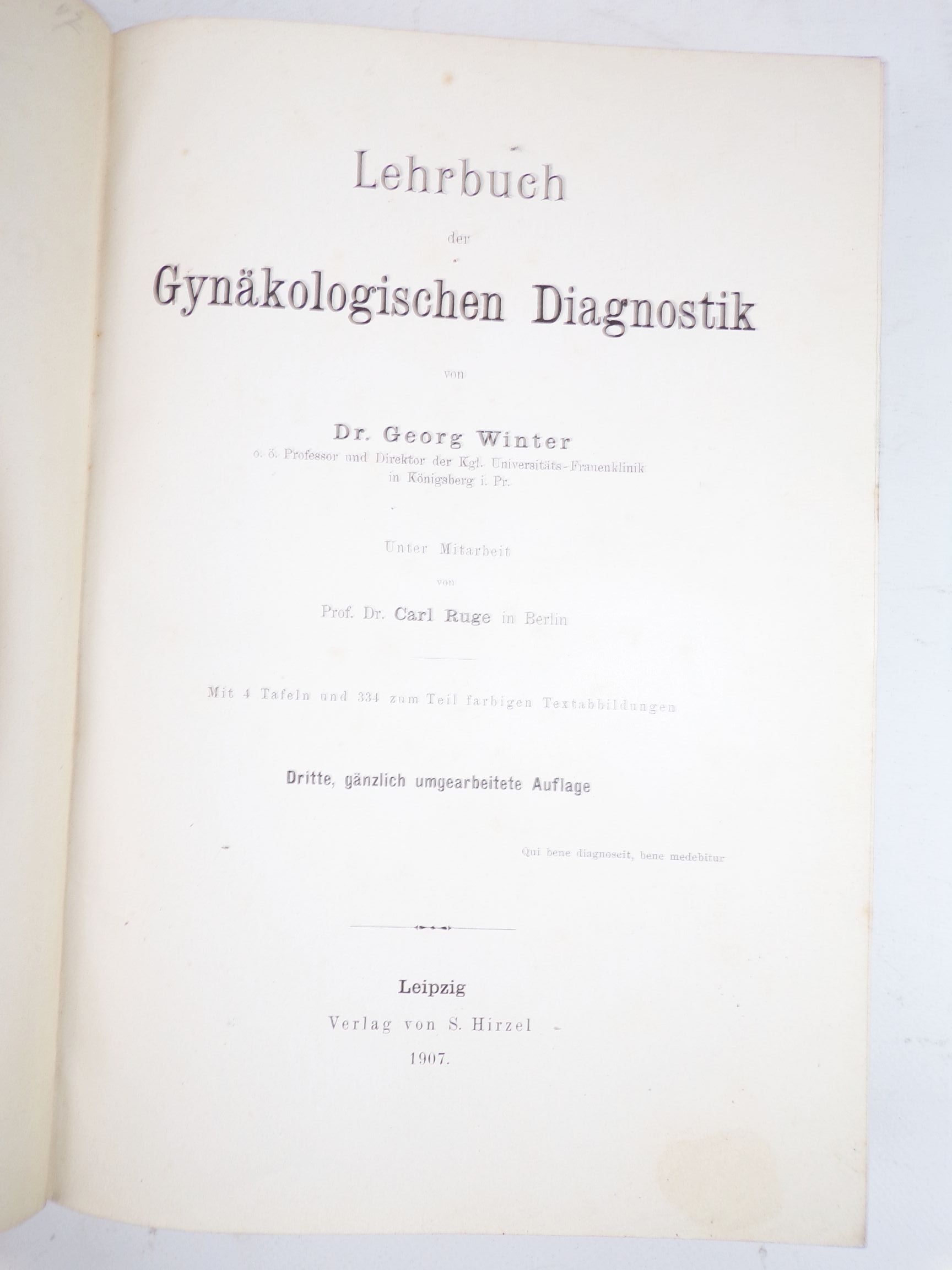 Lehrbuch der gynäkologischen Diagnostik 1907 Winter Frauenheilkunde Buch 