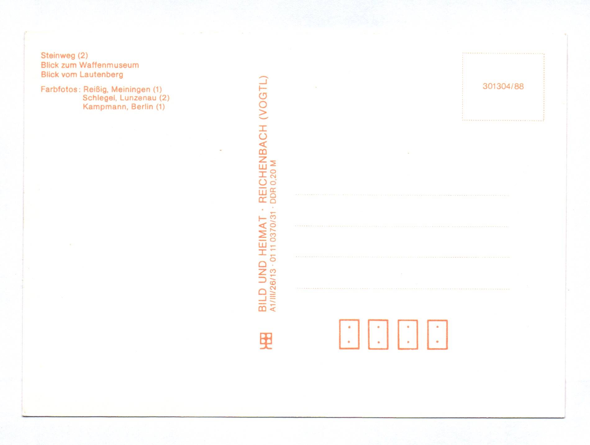 Ak Suhl Steinweg Blick zum Waffenmuseum Blick vom Lautenberg DDR 