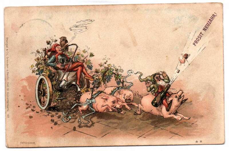 Hatzinger Litho Ak Schweine Kutsche Kasper Schelm Zwerg 1901