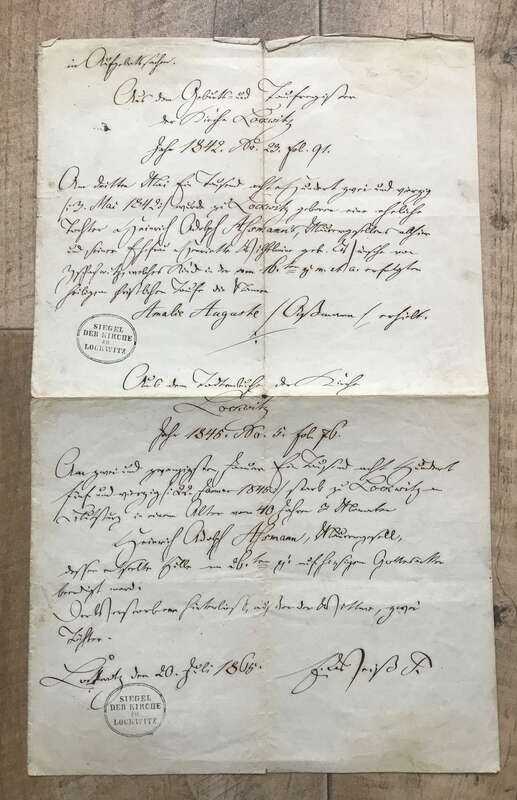 Alter Brief Siegel der Kirche zu Lockwitz 1842 