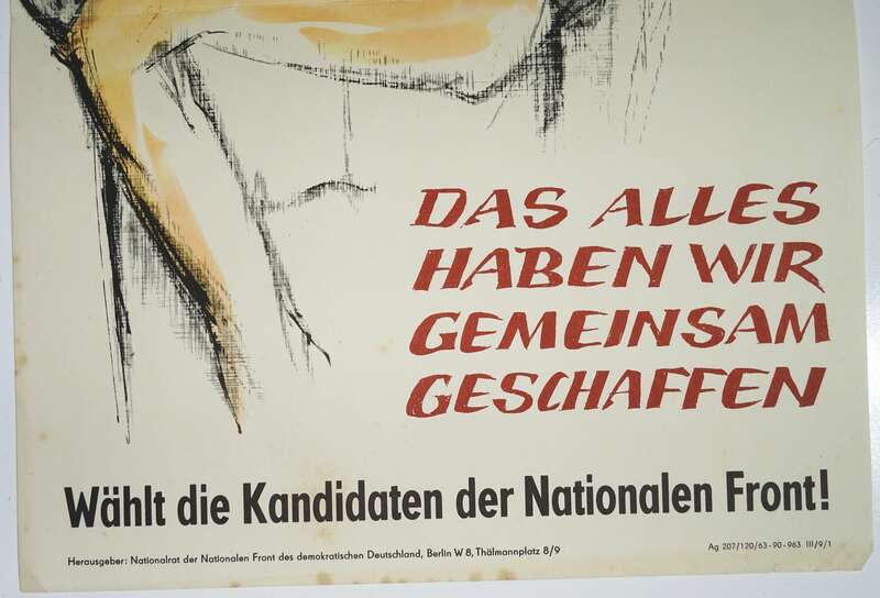 DDR Plakat Wählt Kandidaten Nationale Front Wank Berlin 1963