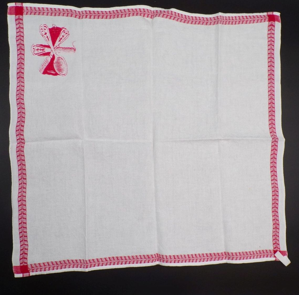Altes Küchentuch Rot Weiß 51 x 54 cm Baumwolle evt Serviette