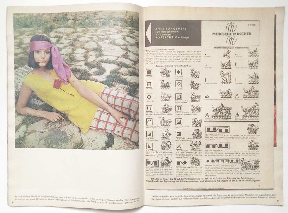 DDR Modezeitschrift Modische Maschen Nr 1 mit Schnittmuster 1970 DDR Modezeitschrift Modische Maschen Nr 1 mit Schnittmuster 1970