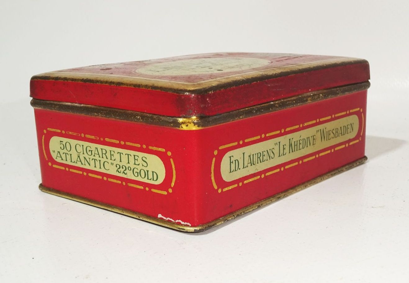 Alte Zigarettendose Laurens Atlantic Le Khedive Wiesbaden 1910er
