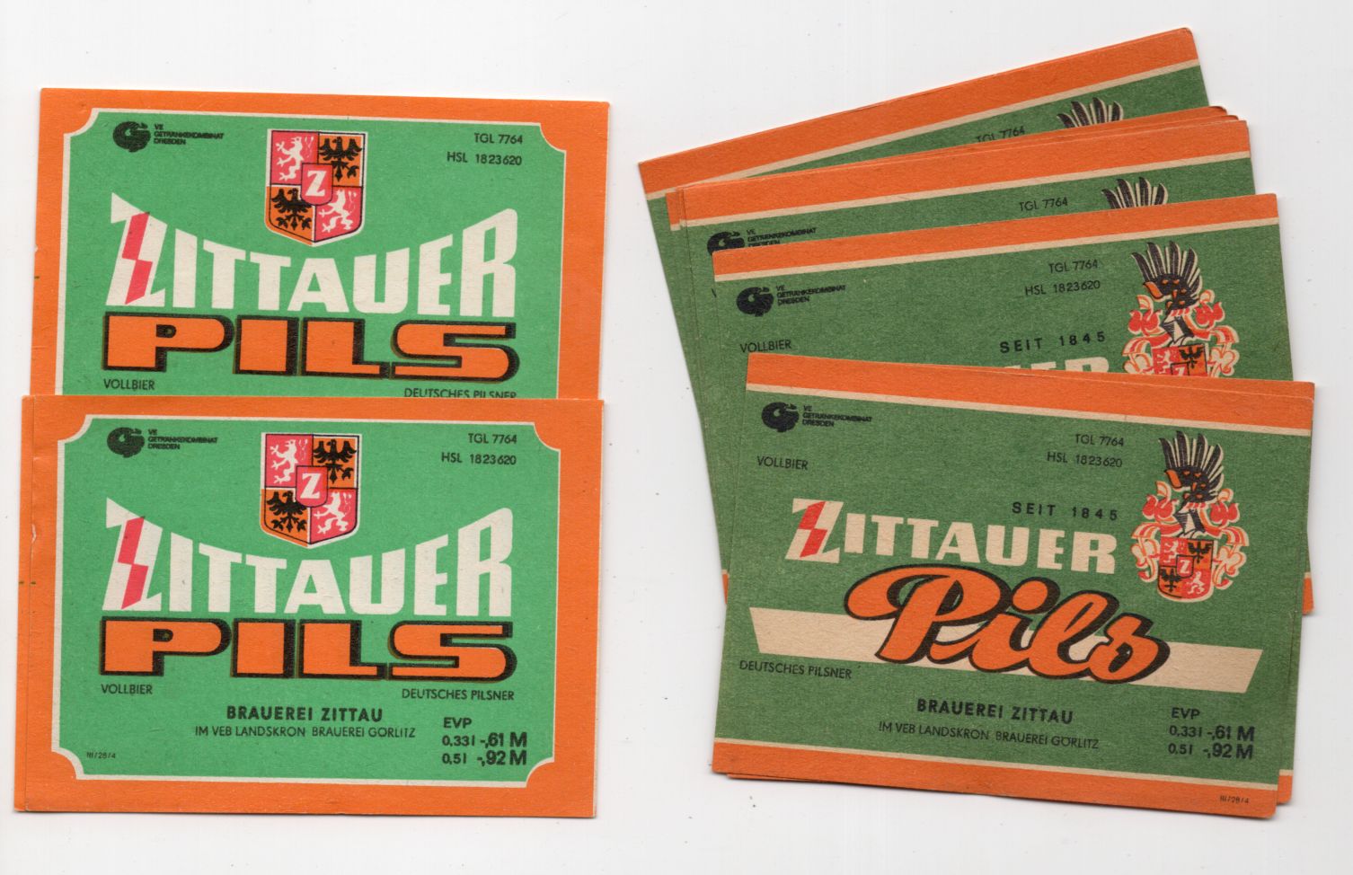 Bieretikett DDR Zittauer Pils Brauerei Zittau
