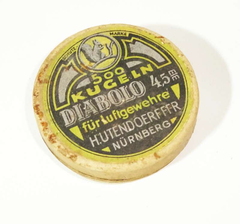 Alte Pappdose Diabolo Luftgewehr Kugeln Utendoerffer Nürnberg Leer 