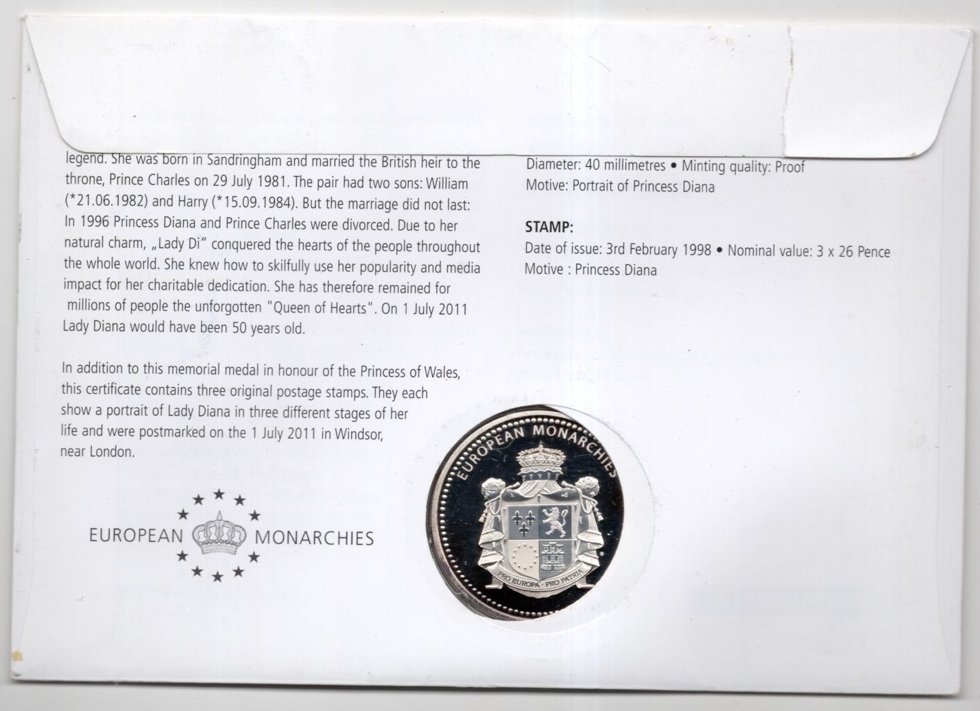 Numisbrief Diana Princess of Wales 2011 Numisbrief Diana Princess of Wales 2011