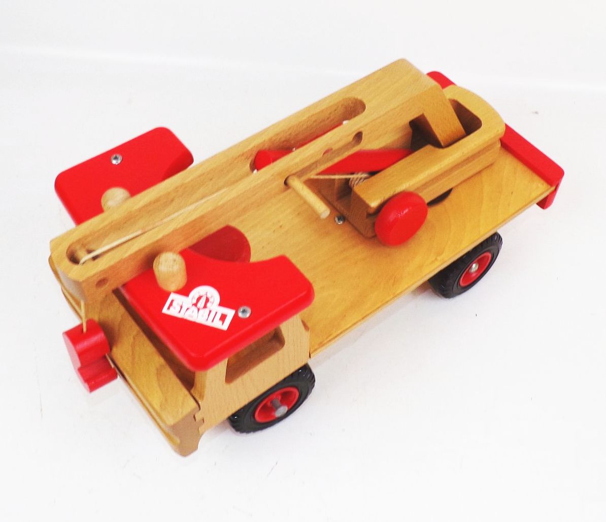 Stabil Kranauto mit Originalkarton DDR Holzspielzeug Kran 