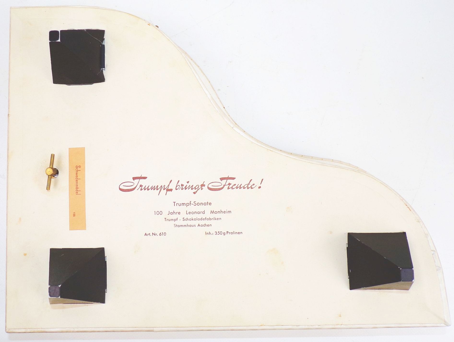 Alte Trumpf Klavier Spieldose Pralinenschachtel Schwedenmädel Originalkarton