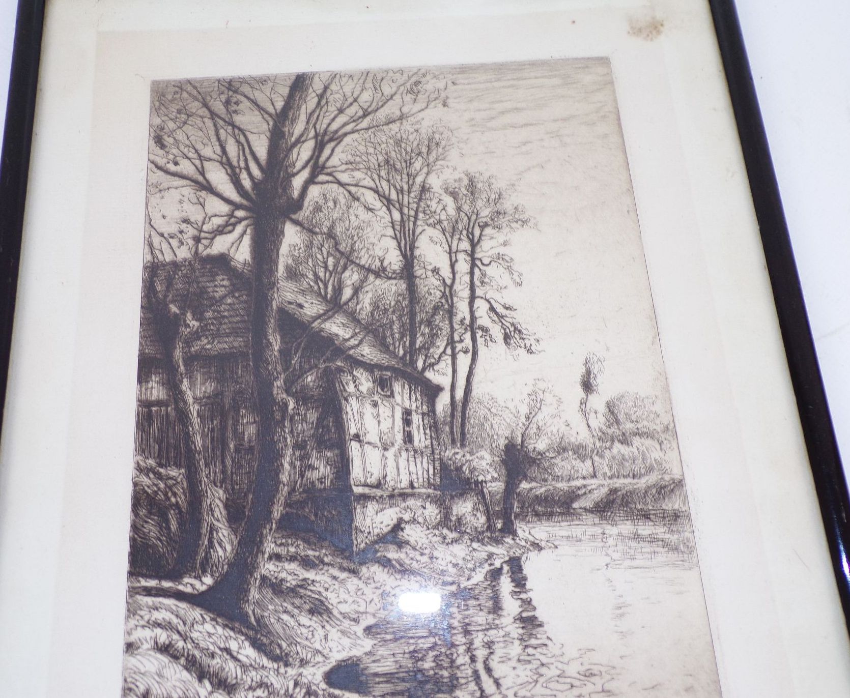 Georg Fritz Dresden Radierung Haus am Fluss 