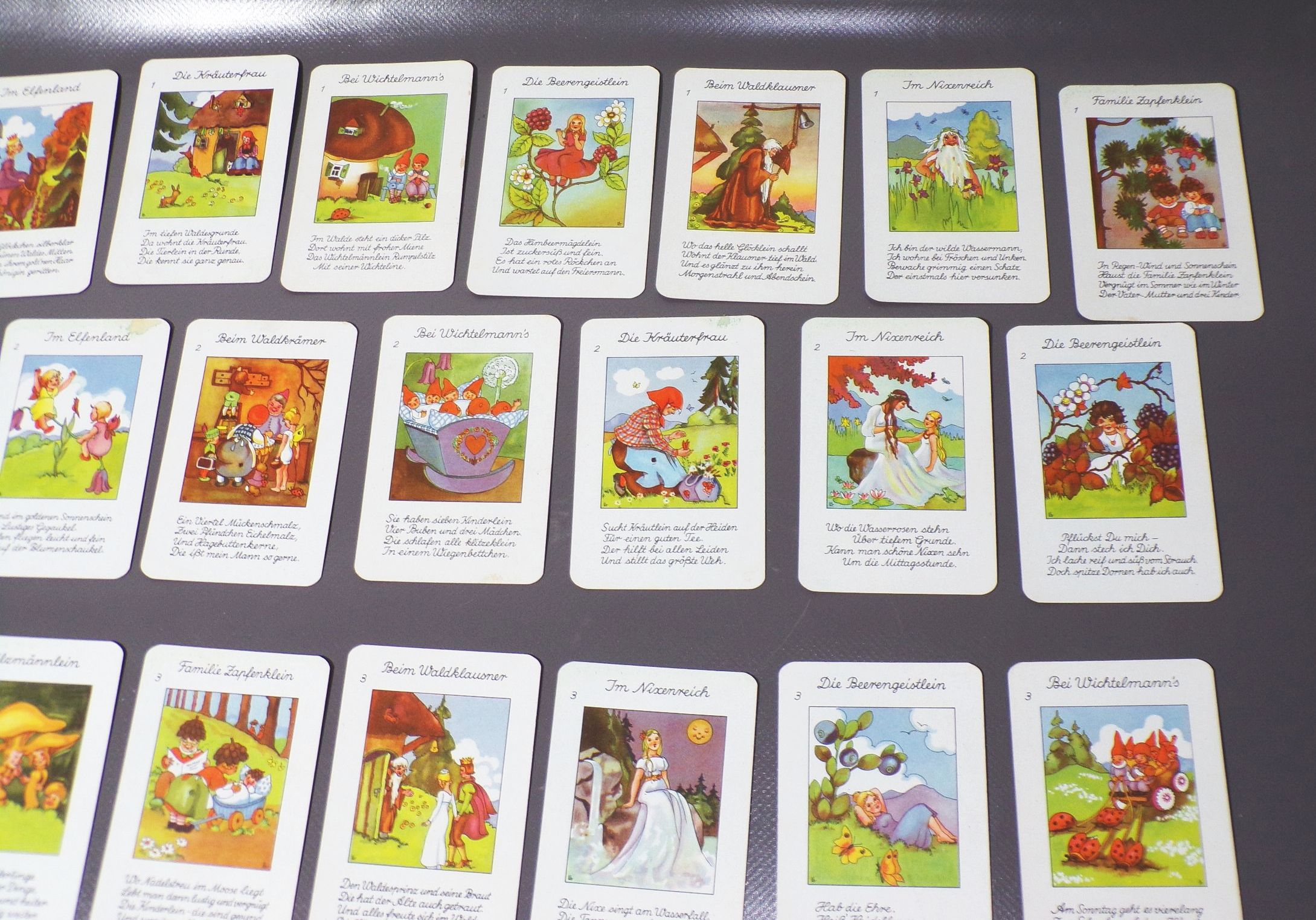 Waldgeisterlein Quartett aus der Märchenwelt Liesel Lauterbon Altes Kartenspiel