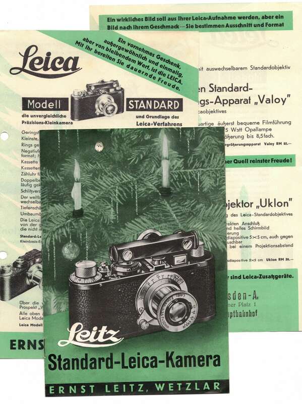 Prospekt Leitz Wetzlar Standard - Leica - Kamera 1932 + 2 Werbeblätter !