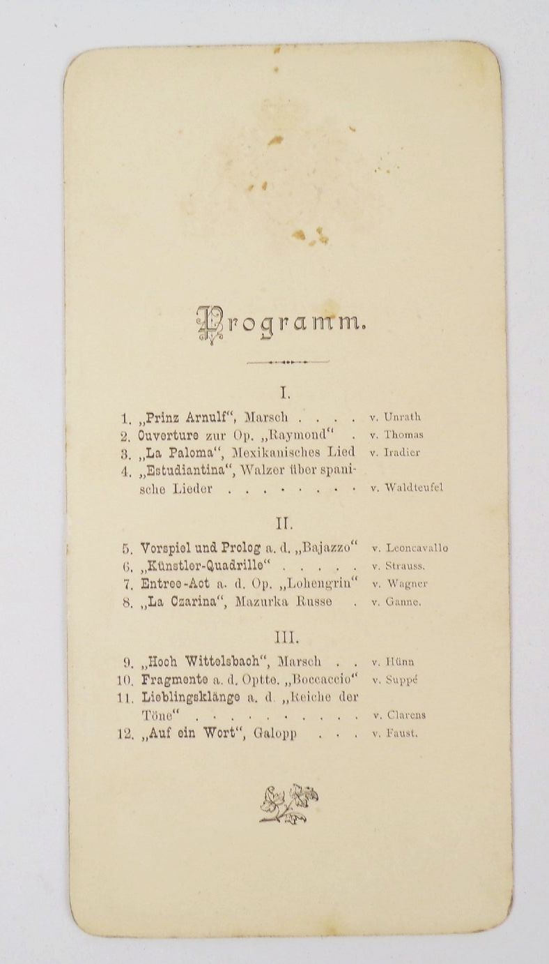 Speisekarte Königlich bayerisches 13 Infanterie Regiment 1897 Kaiser Franz Joseph