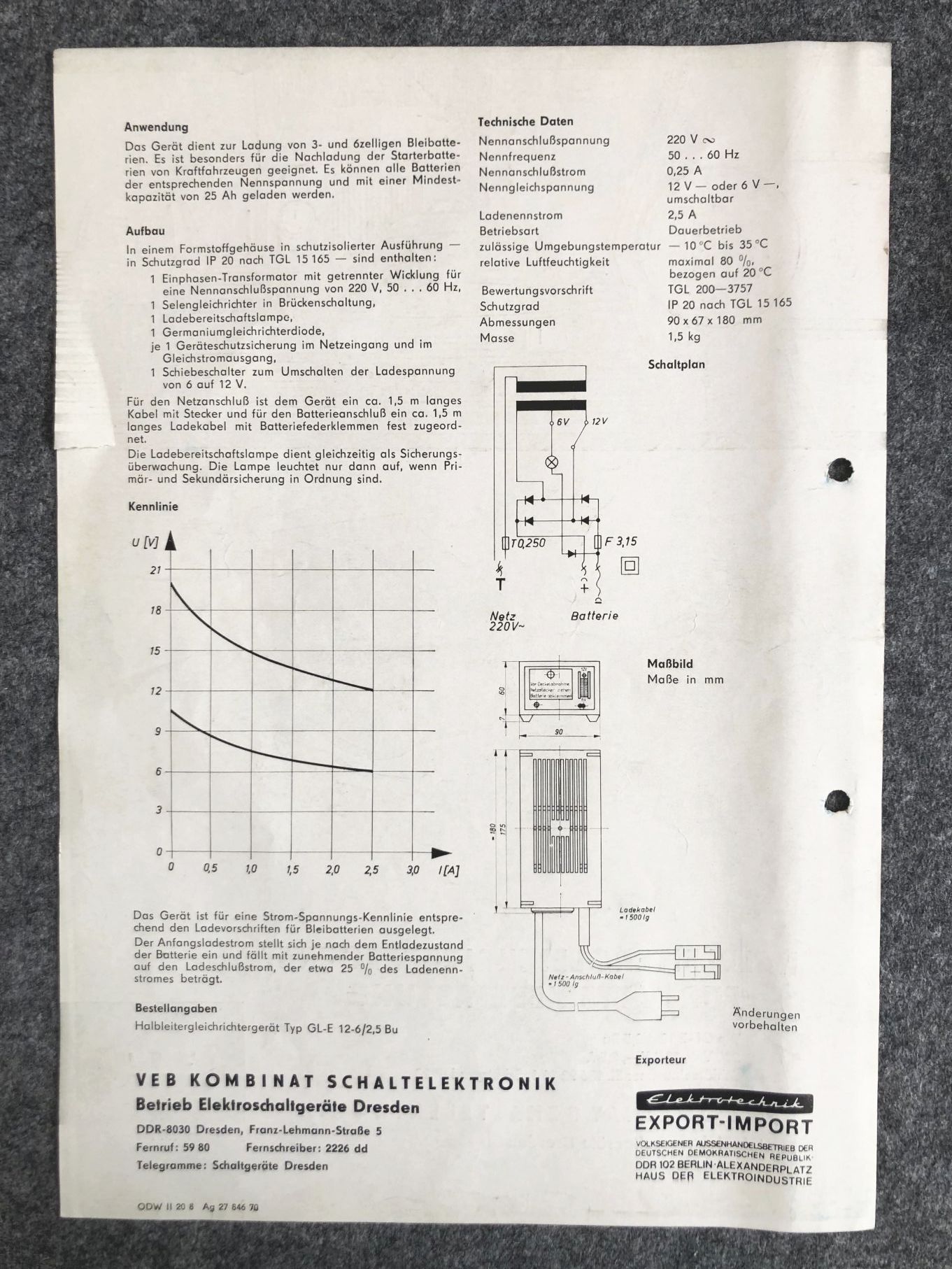 VEB Kombinat Schaltelektronik DDR Prospekt ESD Dresden 1971