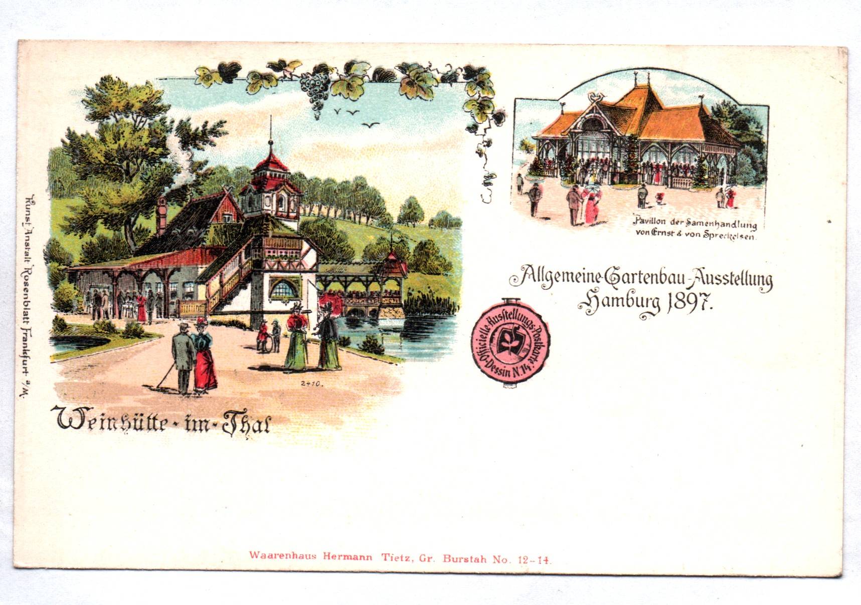 Litho Ak Hamburg Gartenbau Ausstellung 1897 Weinhütte im Thal