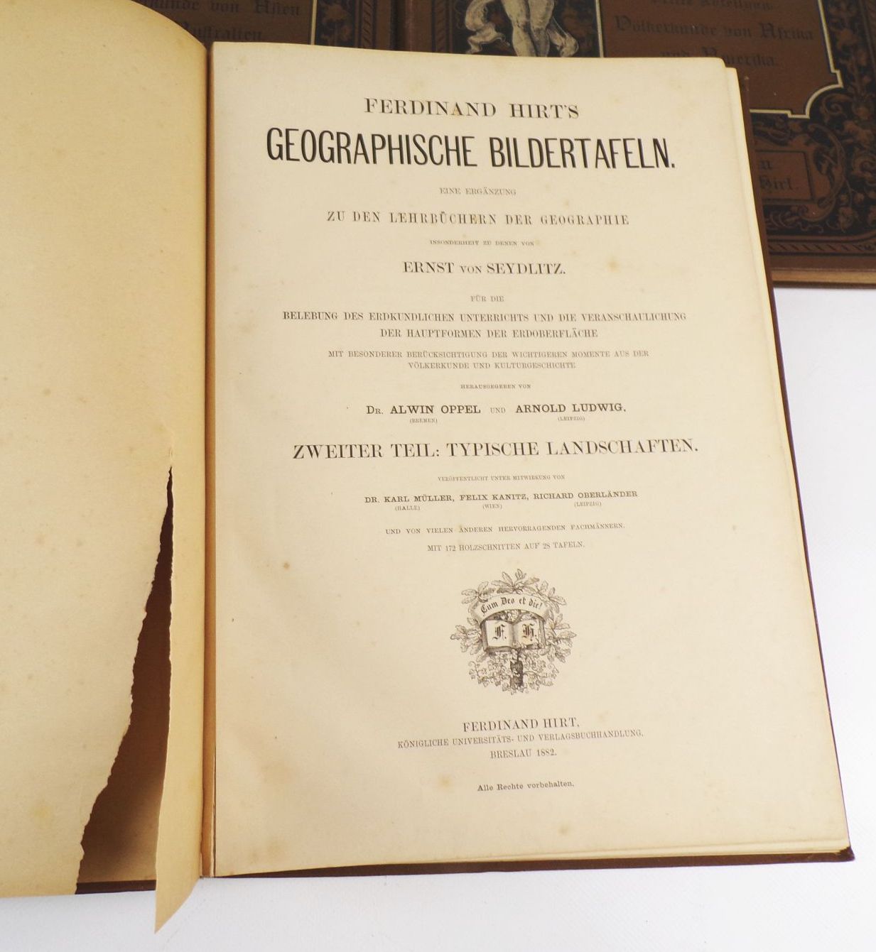 Ferdinand Hirts Geographische Bildertafeln 3 Bücher 1887 
