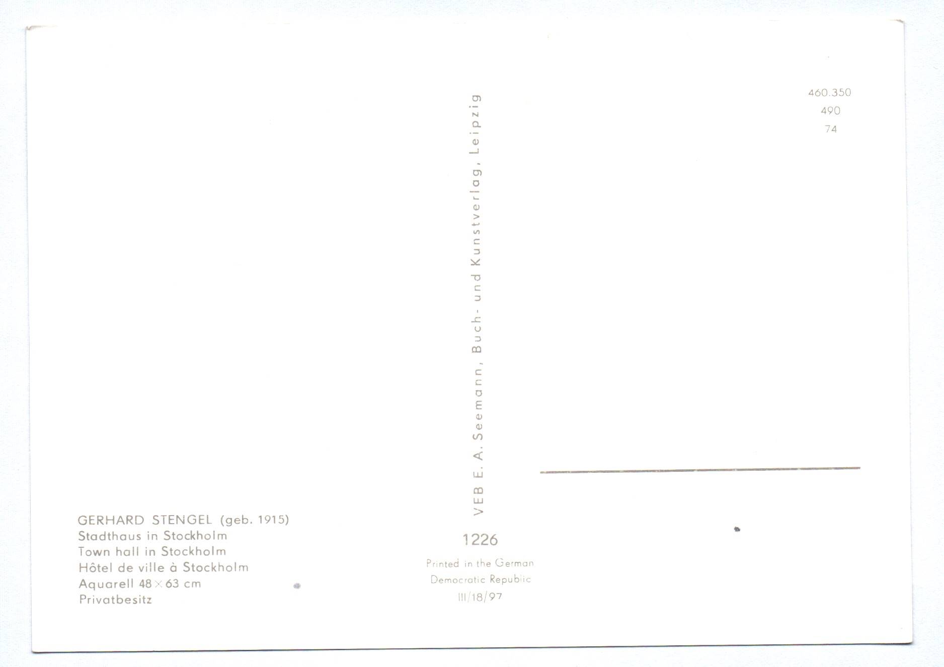 Künstler Ak Gerhard Stengel Stadthaus in Stockholm