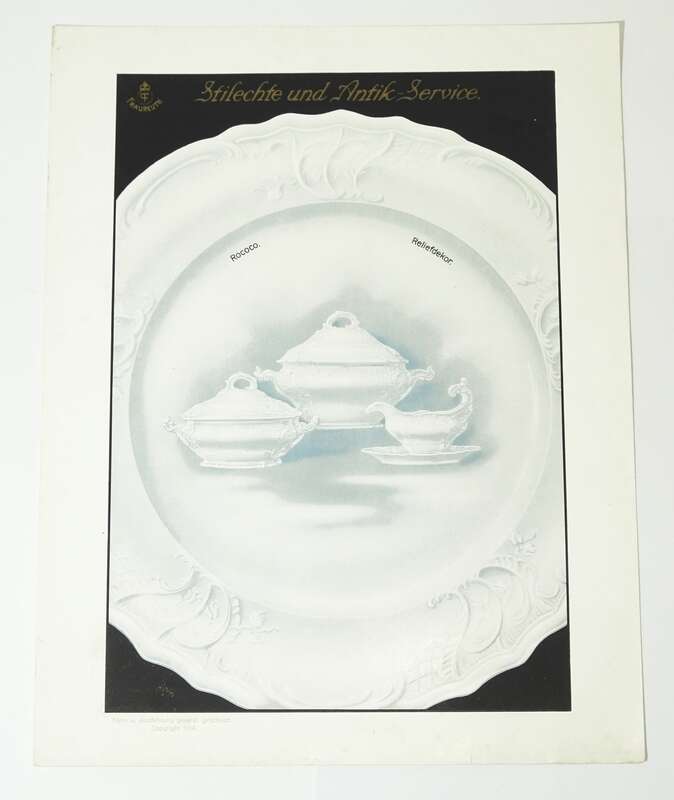 Druck Porzellan Fraureuth Weißes Rococo Reliefdekor Service Muster Print Vintage