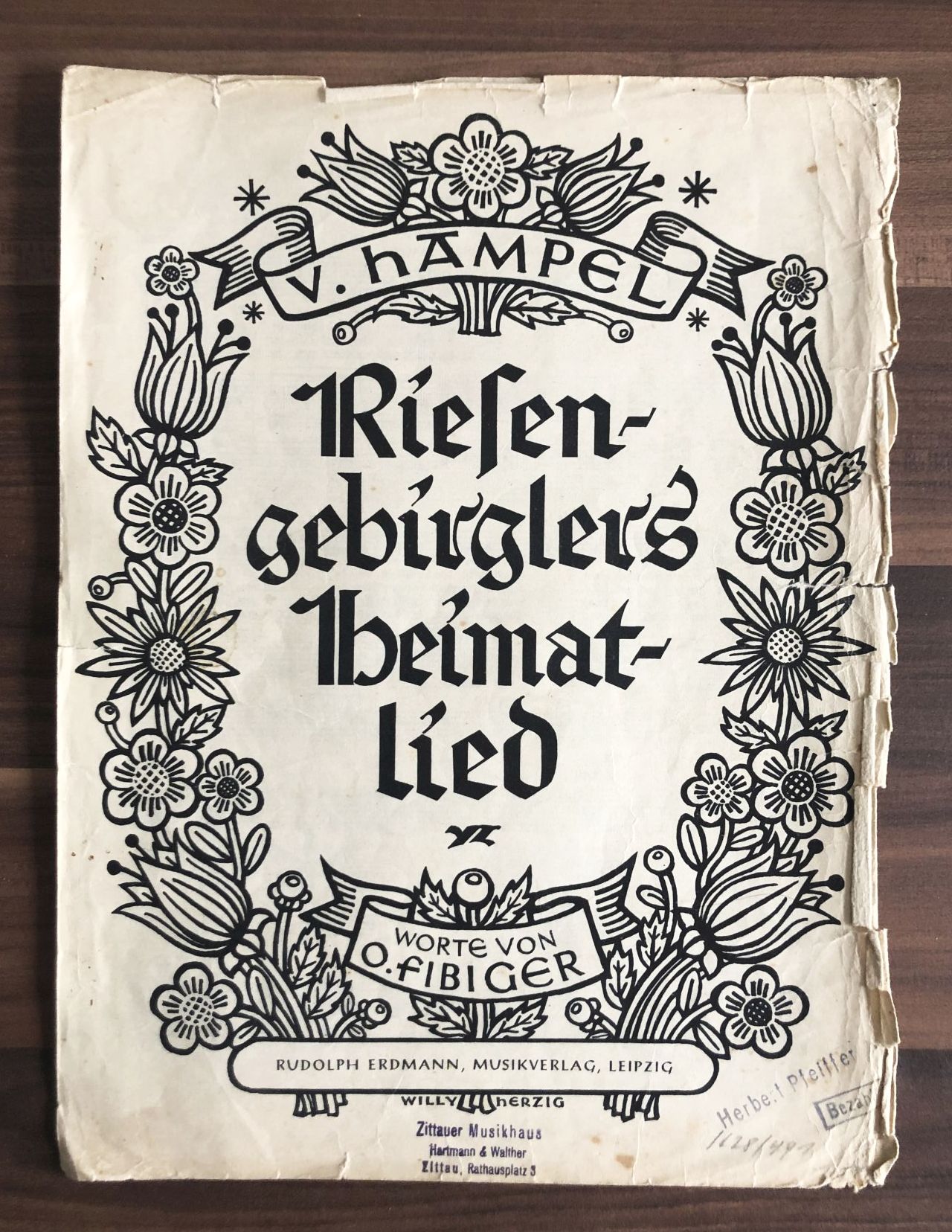 V Hampel Riesengebirglers Heimatlied Liedtext Noten