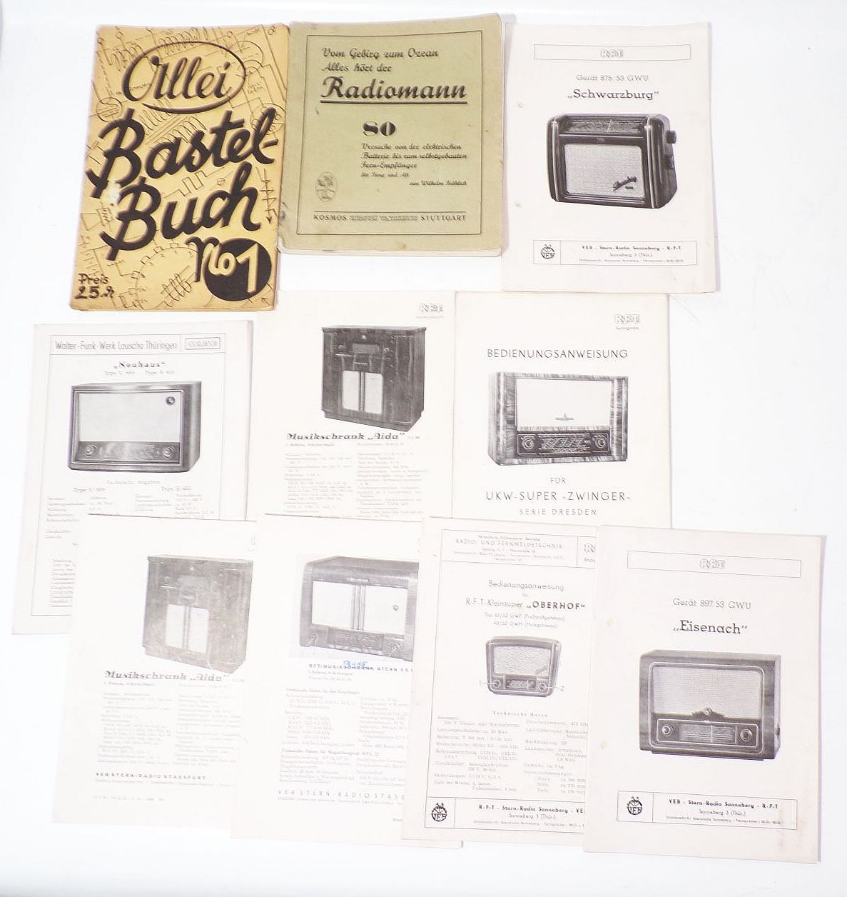 Radio Literatur Rundfunk Technik Lehrhefte Röhren Bastelbuch Schaltungsliste