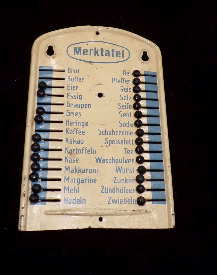 Alte Merktafel für Haushalt Küche Lebensmittel Antik Deko Blechschild