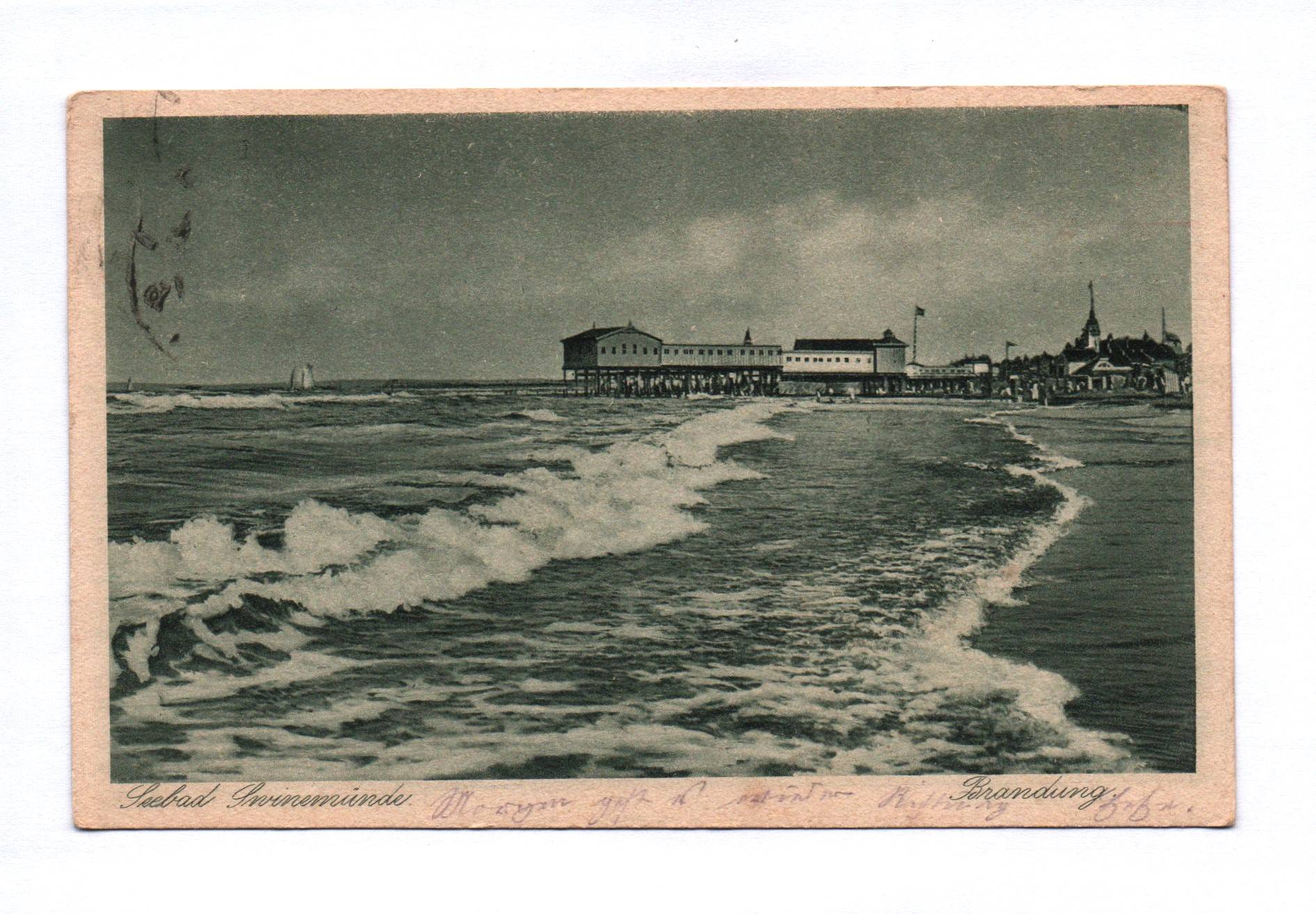 Ak Seebad Swinemünde Brandung 1924