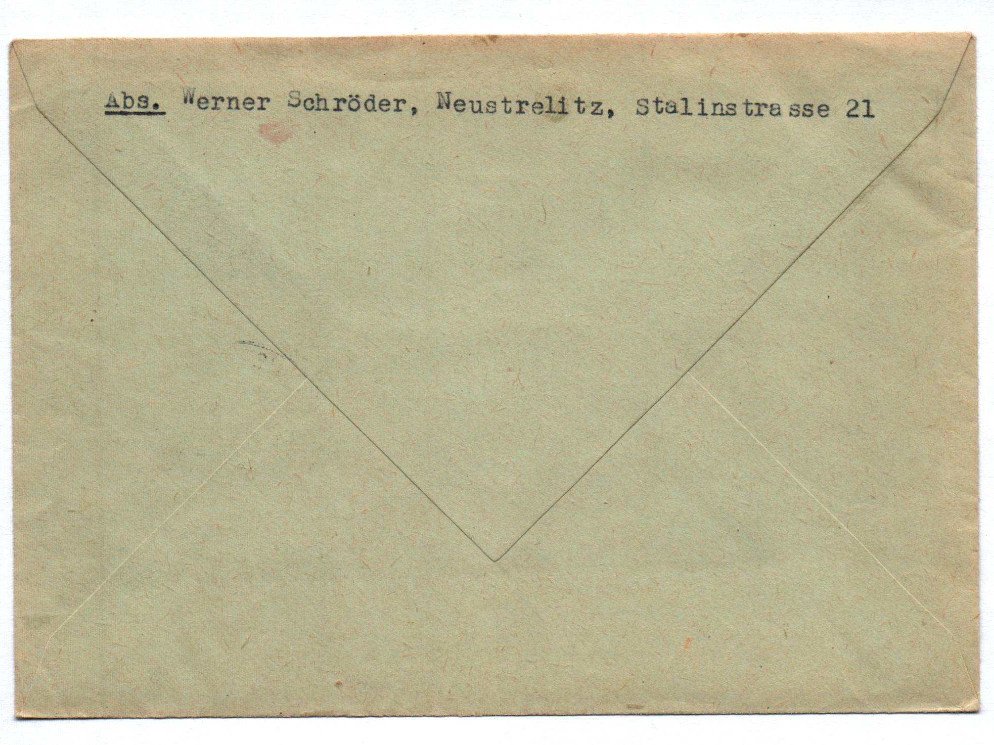 R Brief Neustrelitz 1956 nach Fulda DDR Einschreiben