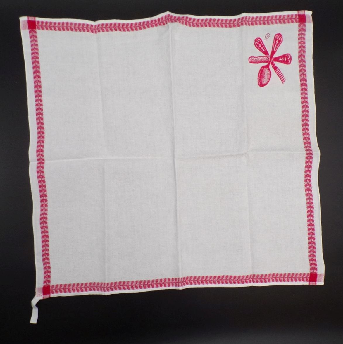 Altes Küchentuch Rot Weiß 51 x 54 cm Baumwolle evt Serviette