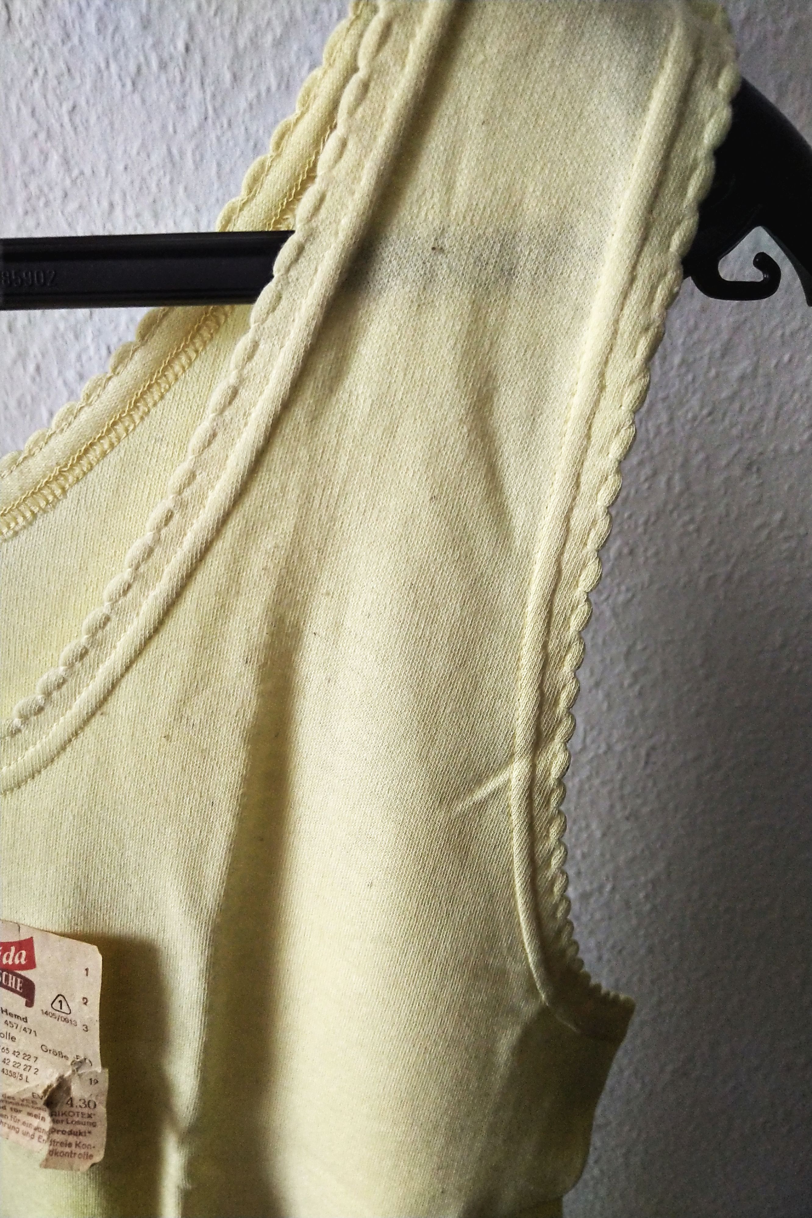 Vintage Damen Nachthemd Unterkleid Negligee Gelb Baumwolle Gr 50