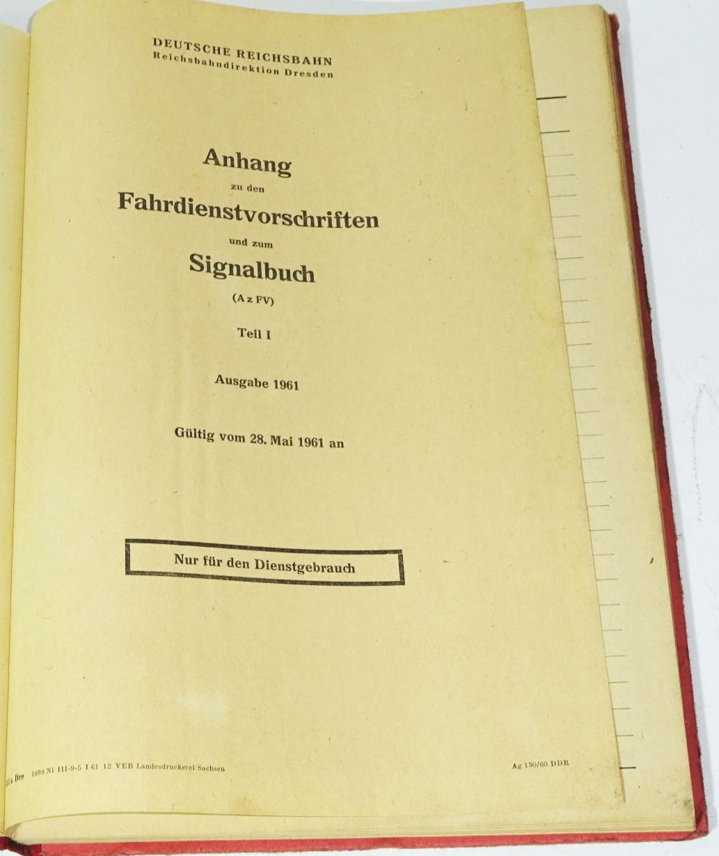 Anhang zu den Fahrdienstvorschriften und zum Signalbuch Teil I 1961